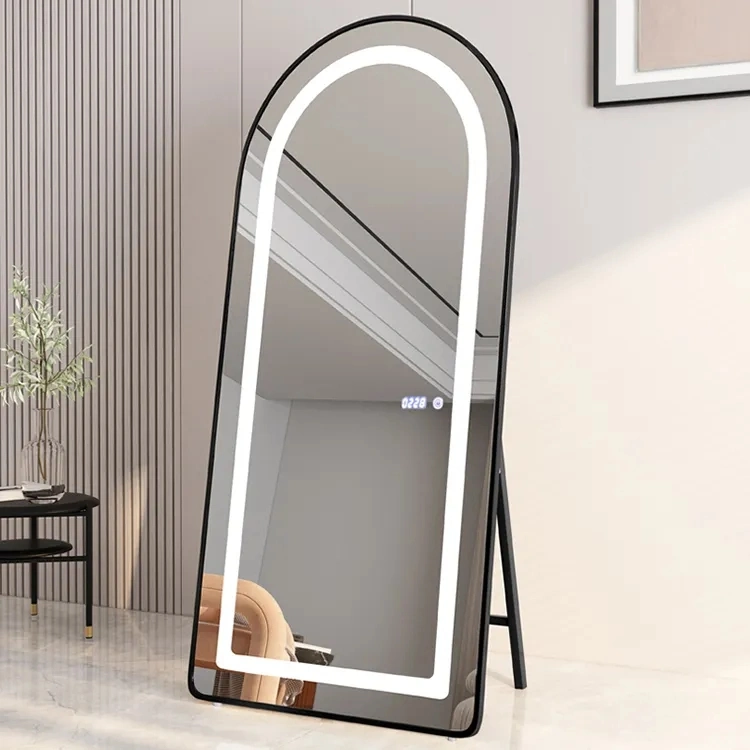 Factory Custom Arched Full-Length LED Mirror Large Long Whole Body Mirrors Standing Frameless Glass Wall Mirror with Light up