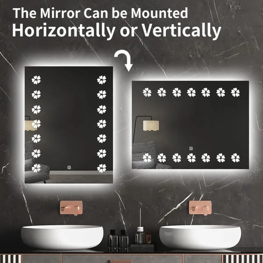 Wall Mounted Frameless Lighted Rectangular Round Bathroom LED Mirror Shower Mirror