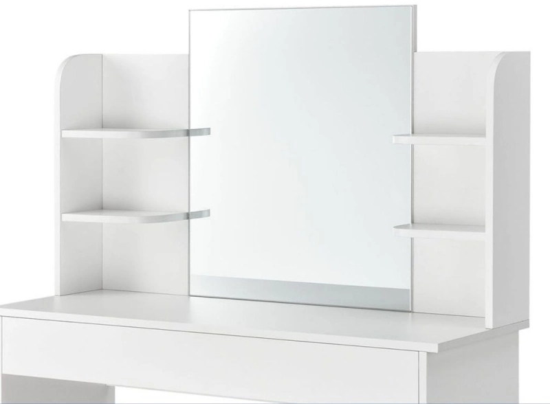 White Vanity Table with Mirror and Drawers 0621