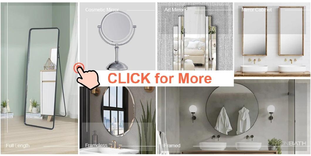 Ortonbath Large Size Frameless Half Circle Round Bath Home Smart Wall Mounted Non-LED Mirror Bathroom Designer Art Mirror