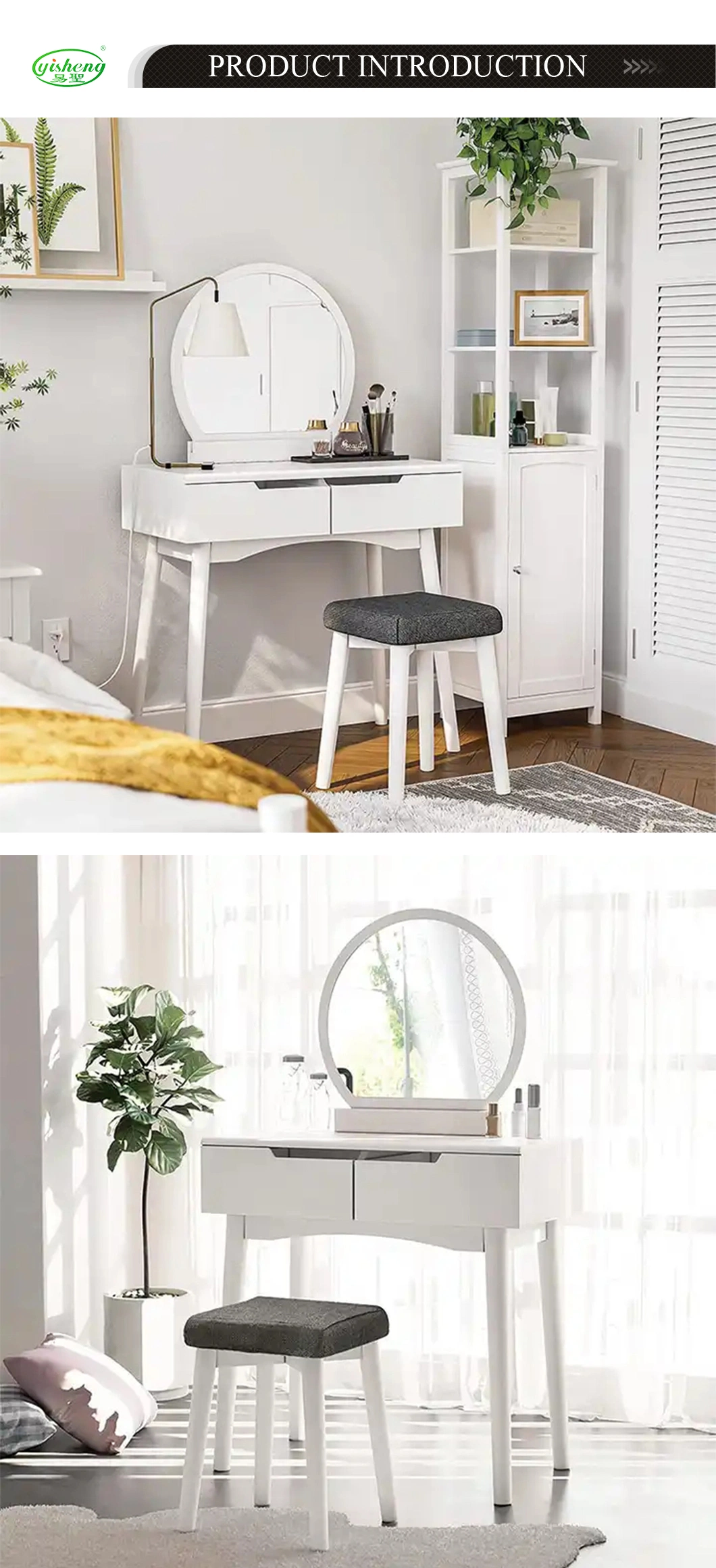 Customized Furniture Dressing Makeup Vanity Table with Mirror