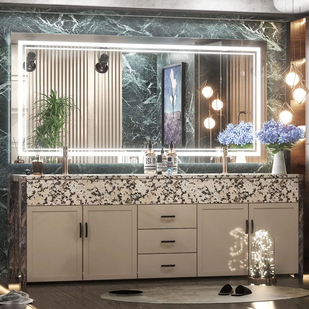 Bathroom Vanity Mirror LED Makeup Mirrors Illuminated Hanging Rectangular Bathroom Mirror