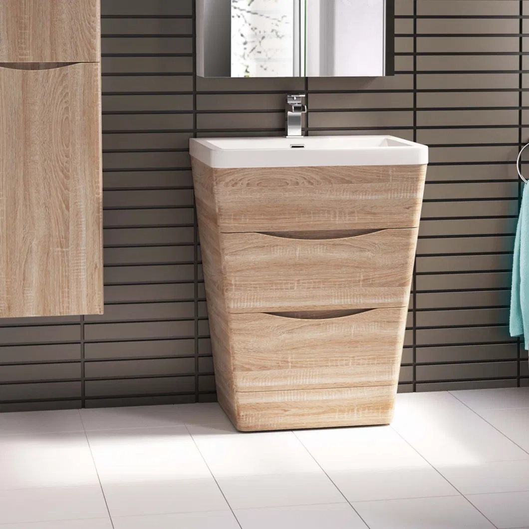 Vanities Home V Shaped Bathroom Cabinet MDF Covering with PVC Bathroom Vanity Furniture 800mm