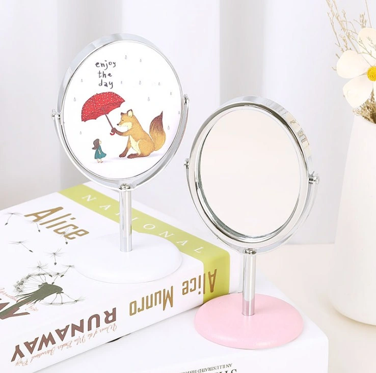 PU Round Stand Mirror Personalized One Side Makeup Mirror