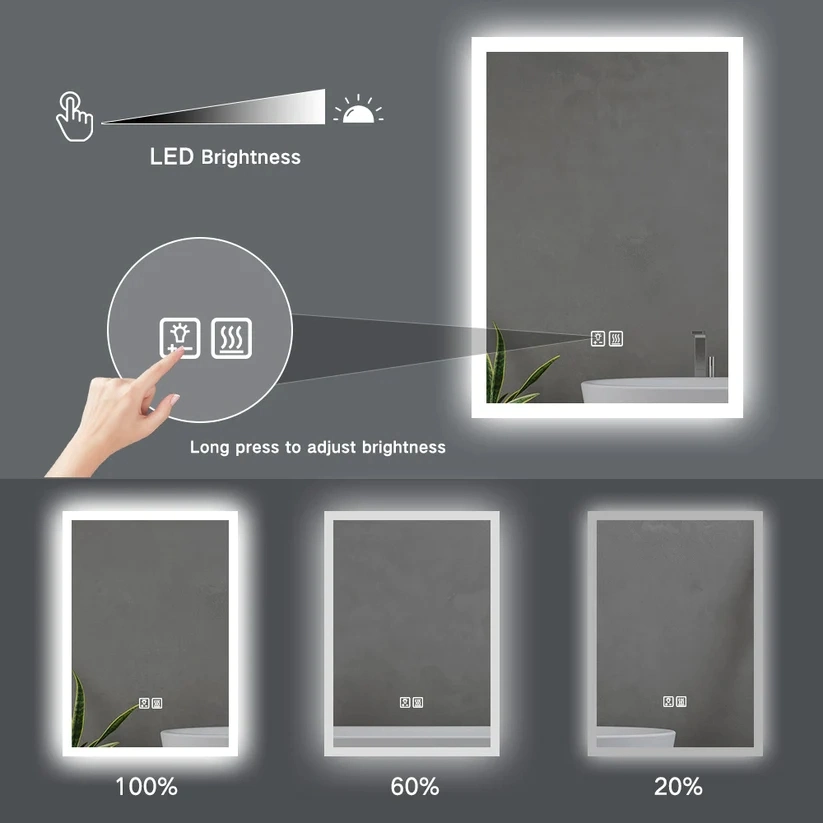 Luxury Intelligent Design LED Light Bluetooth Antifogging Bathroom Mirror