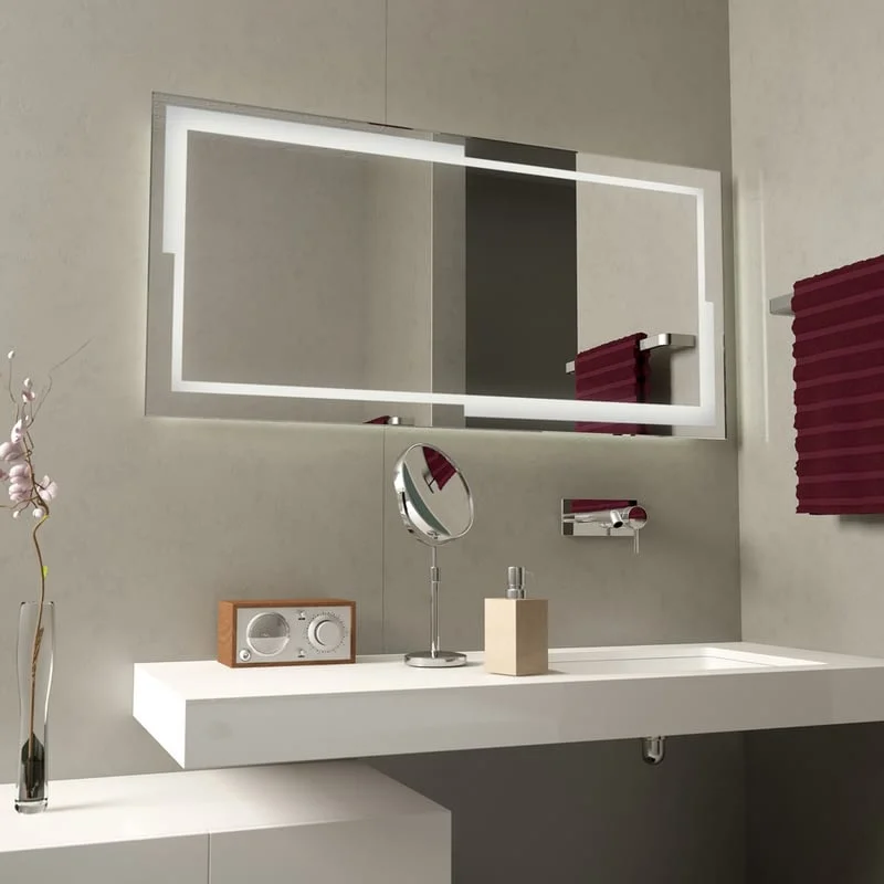 Bathroom Vanity Mirror LED Makeup Mirrors Illuminated Hanging Rectangular Bathroom Mirror