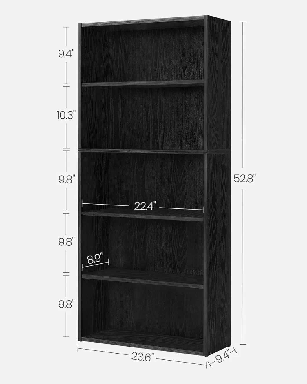 Black Wood Grain Floor to Wall Open Divider