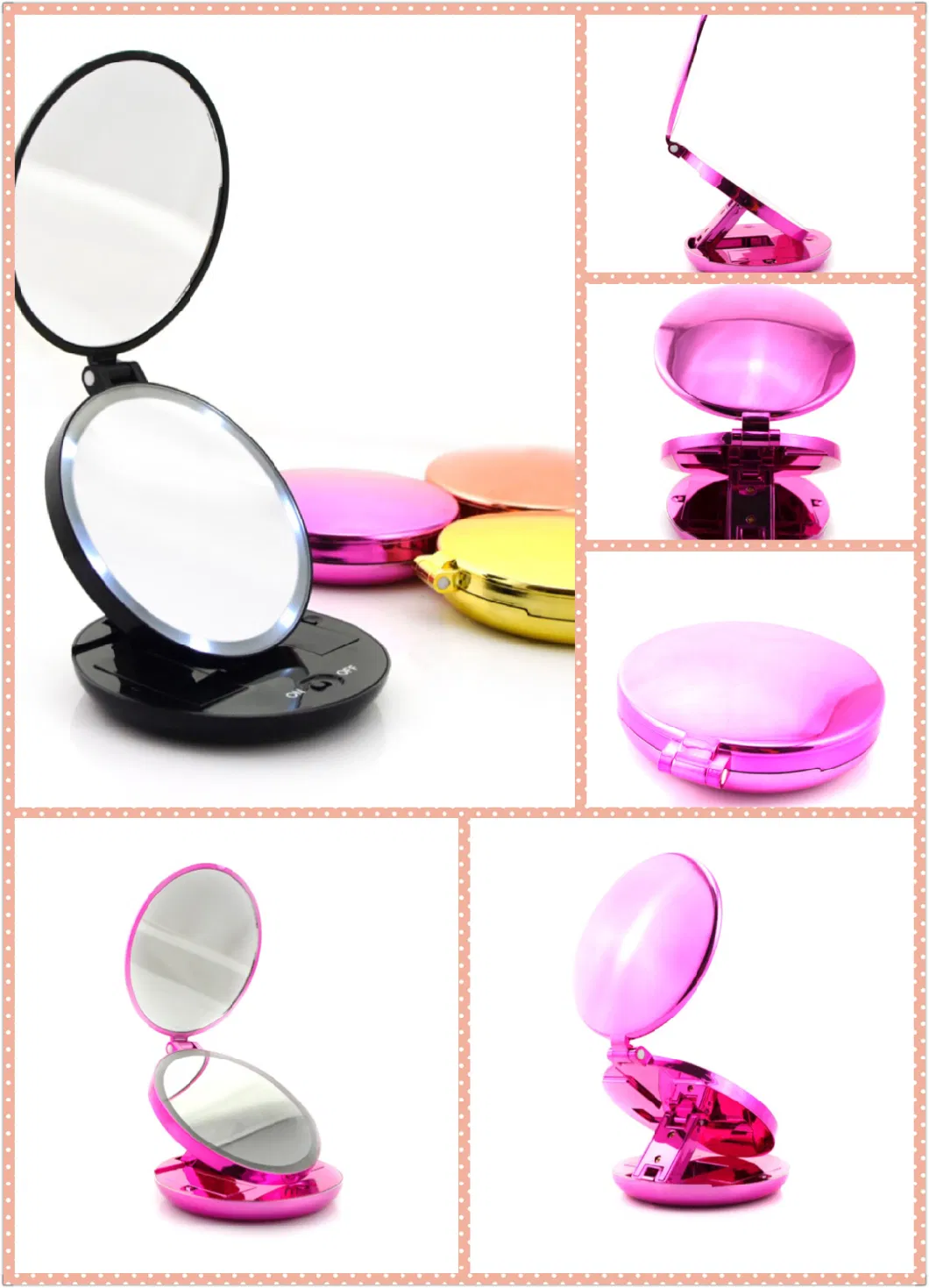 Wholesale Single Side Square Handheld Plastic Cosmetic Mirror