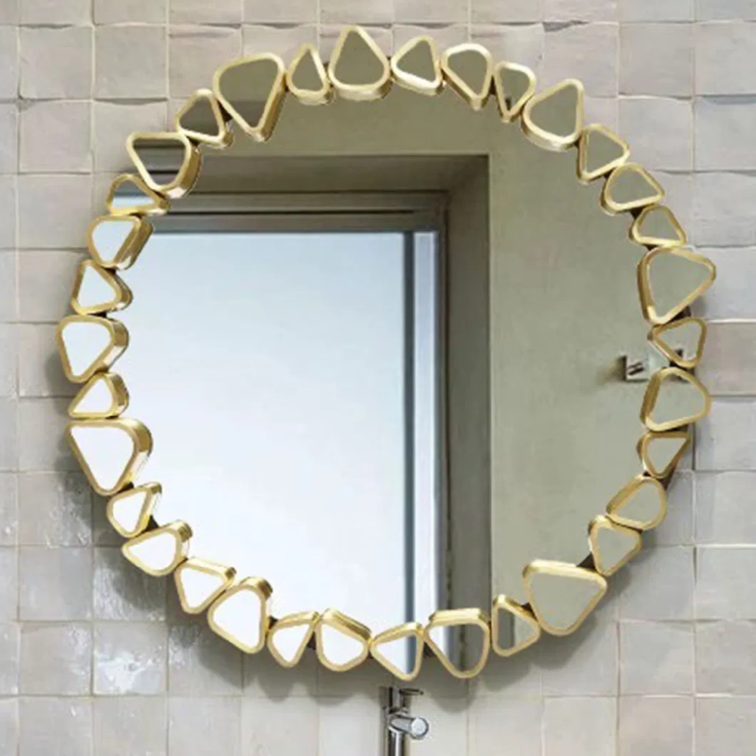 Modern Circle Gold Aluminium/Silver/Metal Framed Dressing Wall Mirror with Explosion Proof