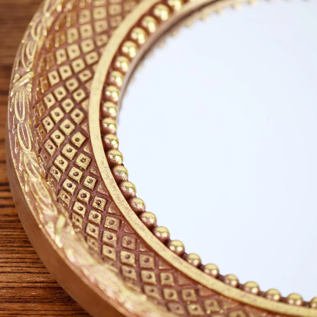 11.4 Inch Gold Round Vintage Decorative Wall Hanging Antique Resin Mirror