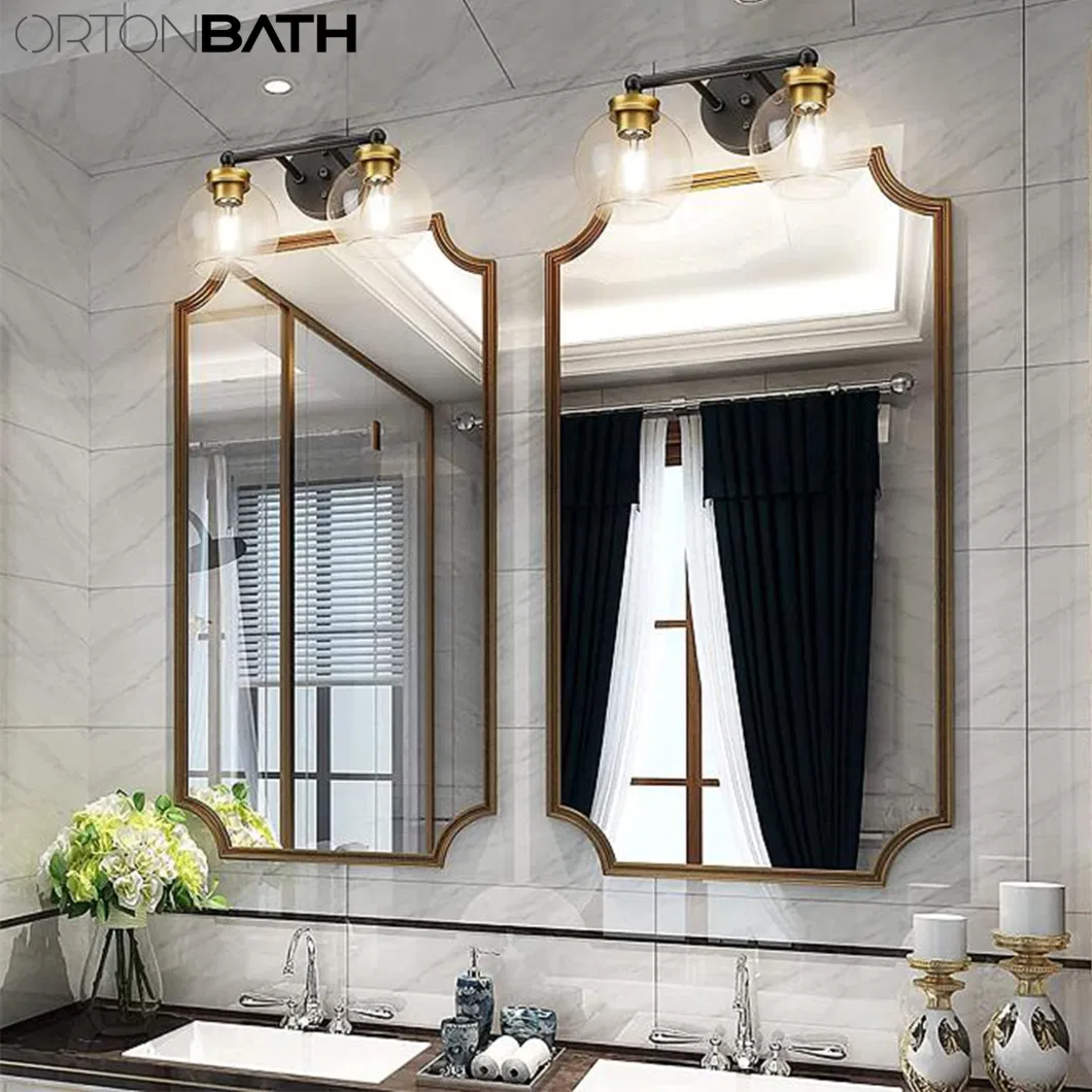 Ortonbath Cut Round Black Framed Bathroom Wall Mount Mirror Brushed Metal Frame Hanging Mirror for Living Room, Bedroom