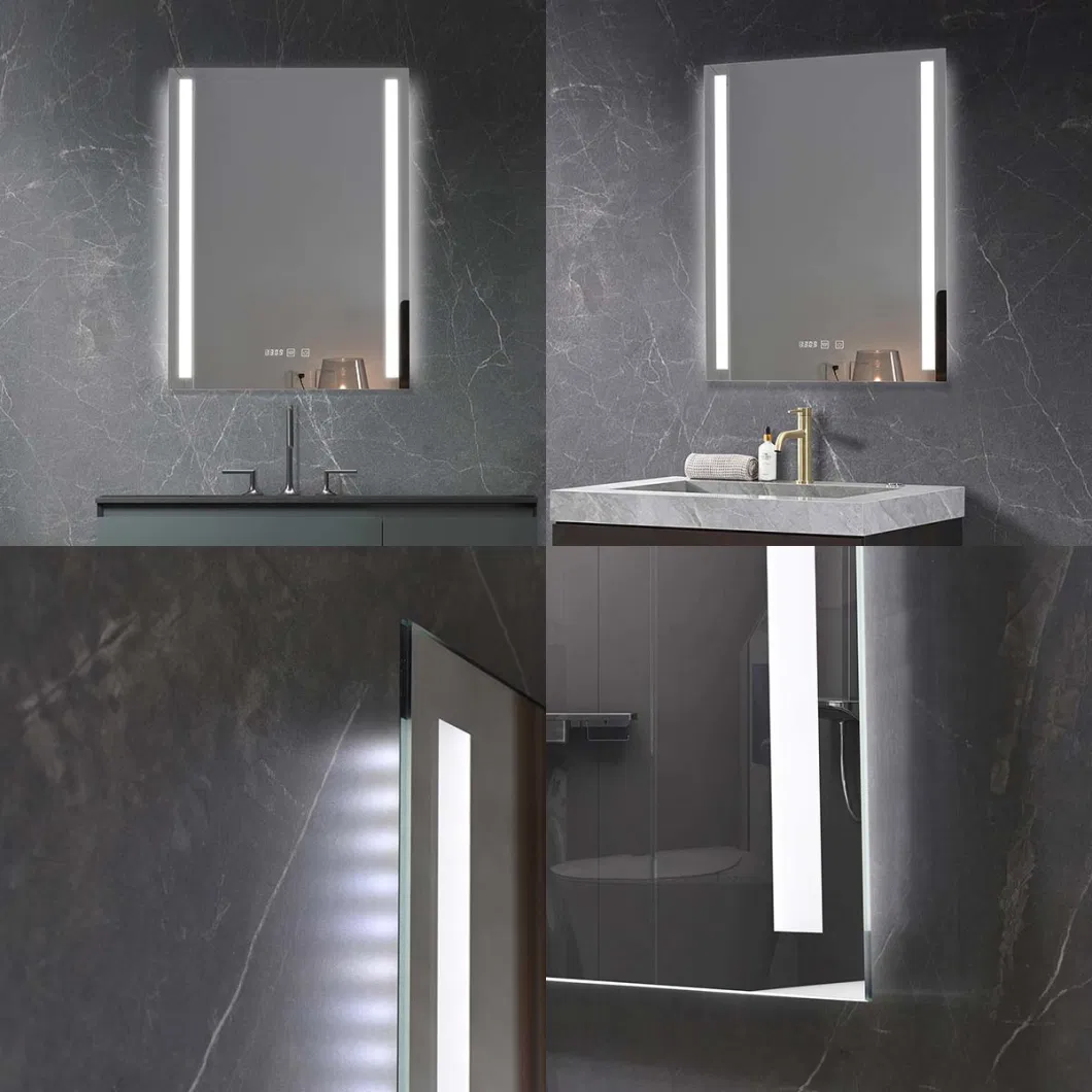 Rectangular Anti Fog Smart LED Bathroom Wall Mounted Vanity Mirror Square Frameless Mirrors