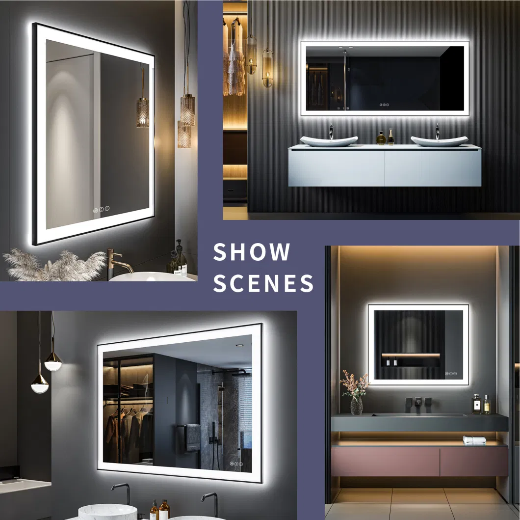 Bathroom Vanity Wall Mounted Wash Basin Waterproof with LED Mirror Box Cabinet Set Smart Mirror