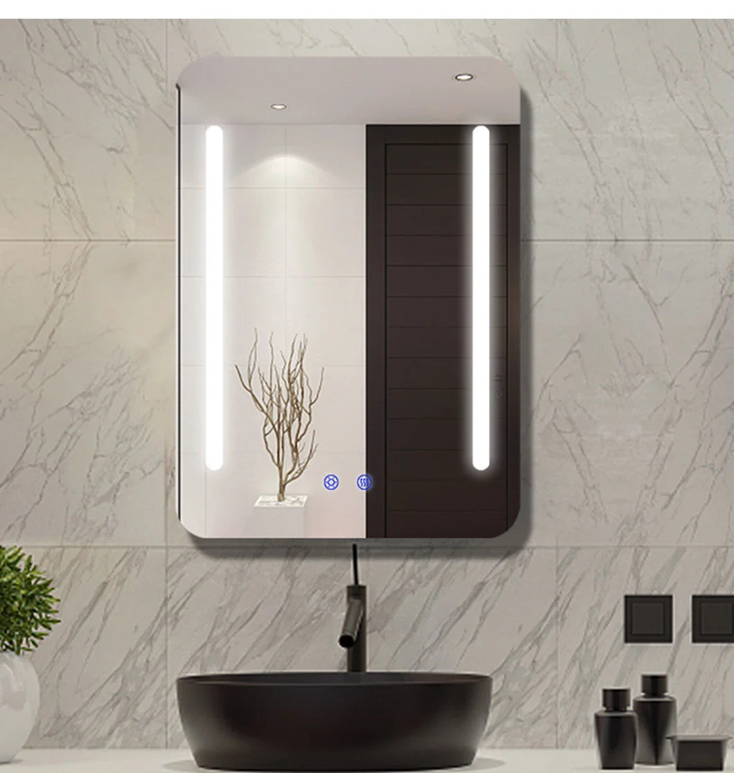 Square Rectangle Wall-Mounted LED Lighted Bathroom Vanity Mirror with Anti-Fog Function