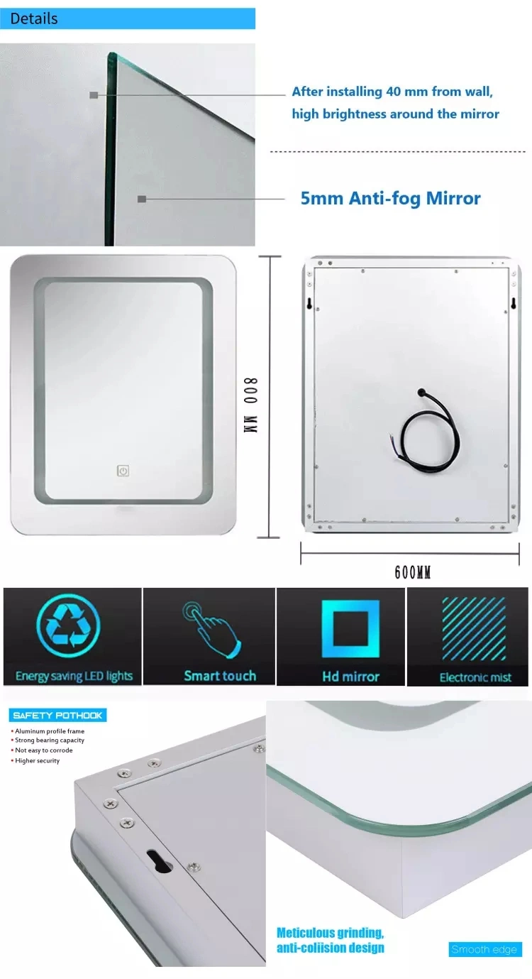 Dedi Waterproof IP66 Smart Frameless Bathroomtv Mirror with LED Light Touch Screen