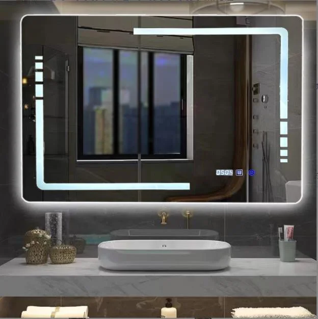 Modern Custom Square Sensor Light up Vanity Switch Smart Hotel Bathroom Mirrors