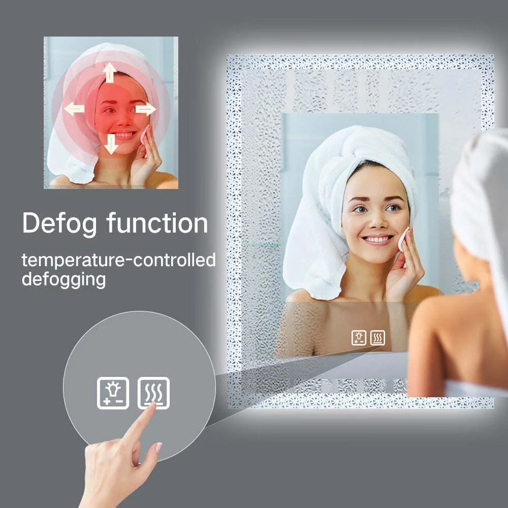 Rectangle Wall Mounted Frameless Makeup Bathroom Mirror