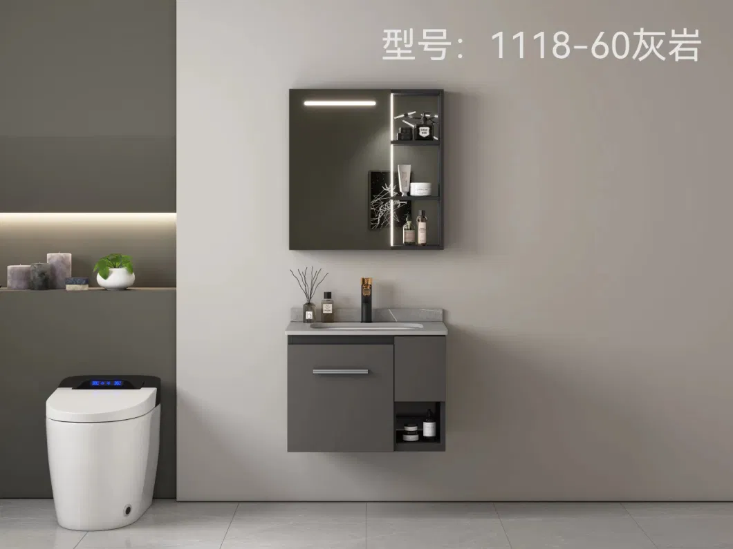 Bath Room Cabinet Set Vanity Home or Hotel Bathroom Vanity with LED Light Makeup Mirror Basin Bathroom Vanities Lighting