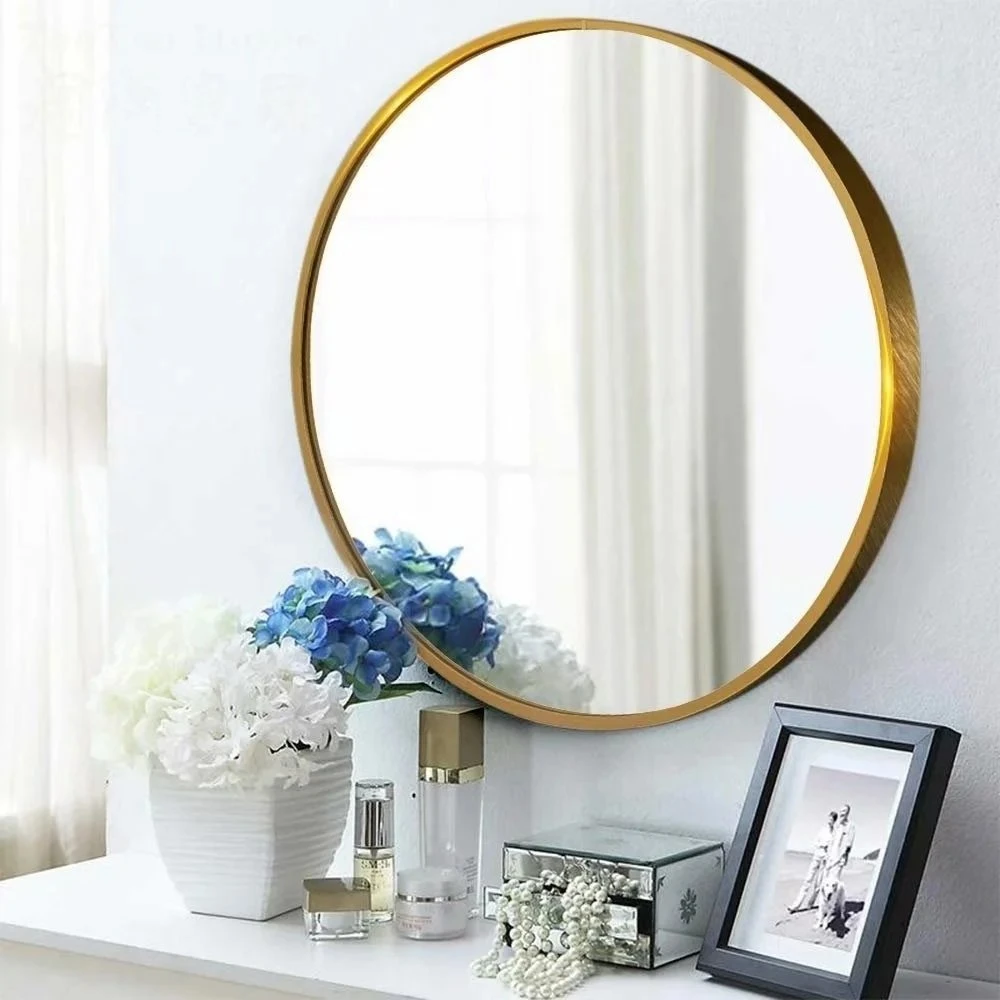 Home Decor Hotel Room Bathroom Furniture Mirror MDF Wood Aluminum Frame Vanity Salon Cosmetic Floor Washroom Framed Mirror