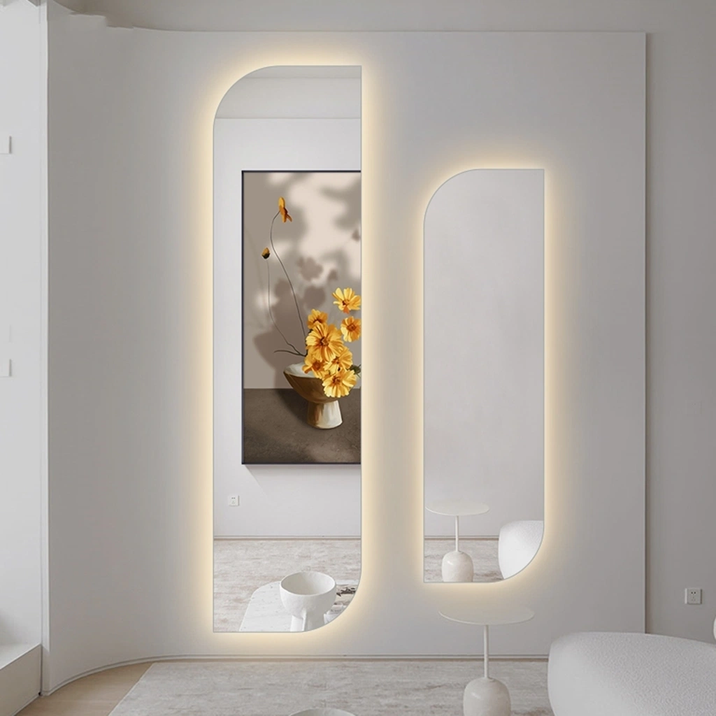 Bedroom Full Length Floor Mirror Hanging Make up Mirror with LED Lights