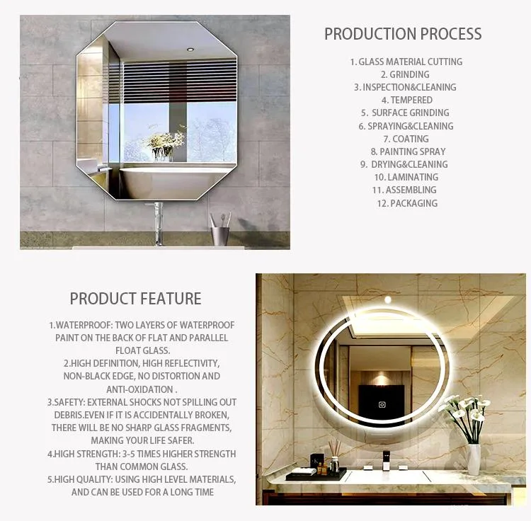 Decorative Custom Circle Rectangle Oval Irregular Shape Makeup Tempered Glass Vanity Mirror