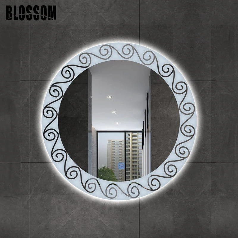 Round Wall Mounted Frameless LED Bathroom Mirror Suitable for Washroom Hotel and Home Makeup Room