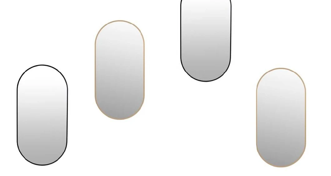 Ortonbath Black High Quality Framed Oval Bathroom Wall Mount Mirror Brushed Metal Frame Hanging Mirror for Living Room, Bedroom