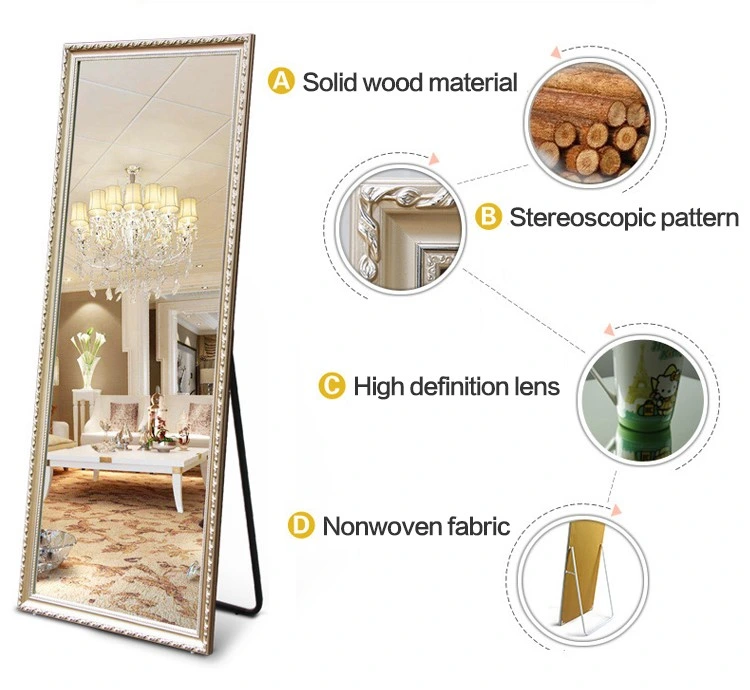 Hot Sale Rectangular Framed Anti-Explosion Floor Full Length Standing Mirror