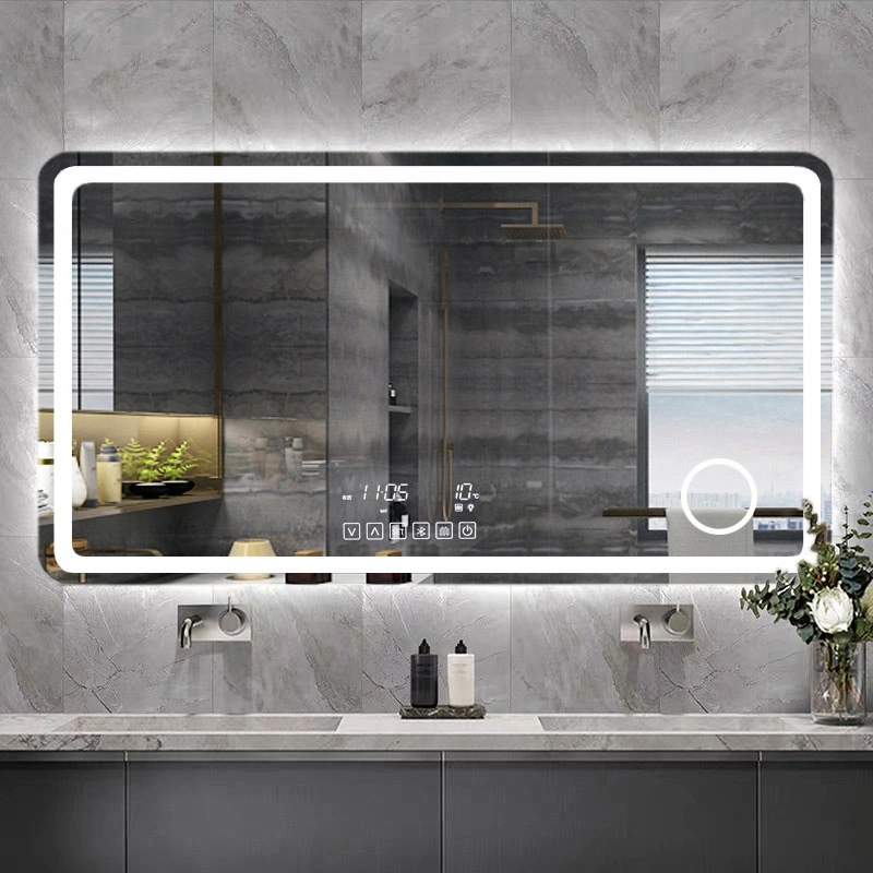 Bathroom Mirror with LED Lights Salon Wall Mirror Gold Frame Smart Mirrors