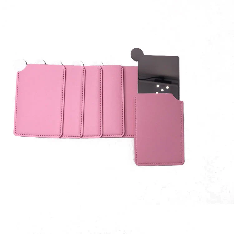 Mini Makeup Hand Held Cosmetic Stainless Steel Leather Pocket Mirror