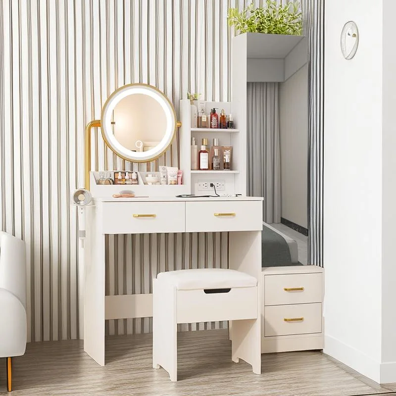 Desk with Mirror and Lights &amp; Full Length Mirror, Vanity Mirror with Lights Desk and Chair &amp; Charging Station, 4 Drawers and Lots Storage Shelves