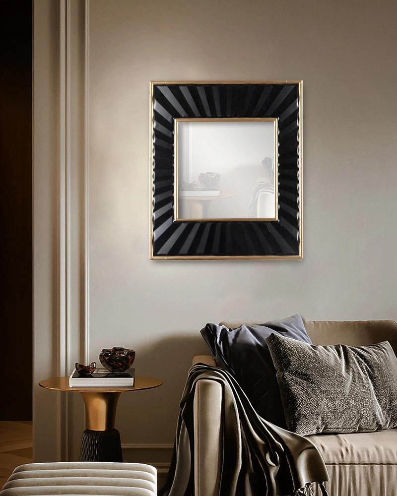 East Wall Home Black Gold Metal Frame Large Wall Mirror Decorative, Living Room Mirror Luxury