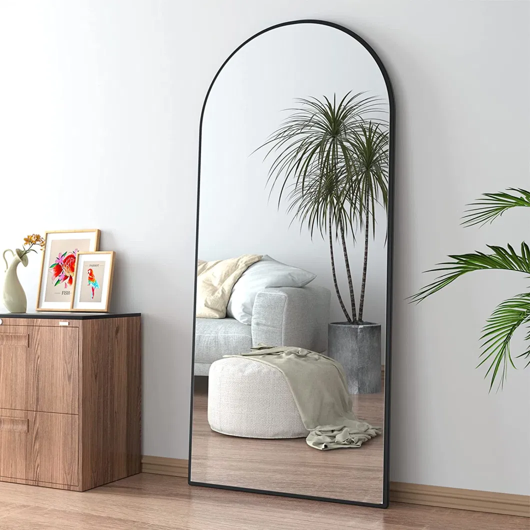 Metal Aluminum Frame Large Full Length Floor Mirror Standing Arch Full Length Mirror