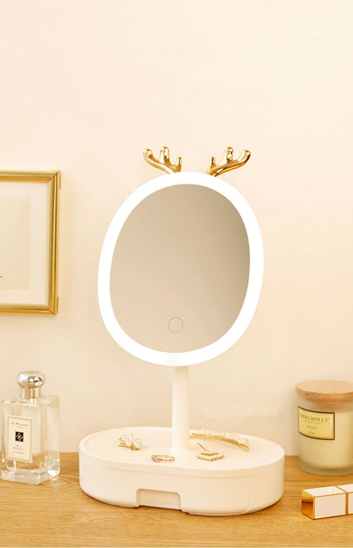 Cosmetic Mirror Storage Box Integrated with Light Home LED Fill Light Desktop Vanity Mirror Desktop Portable Net Red Smart Mirror