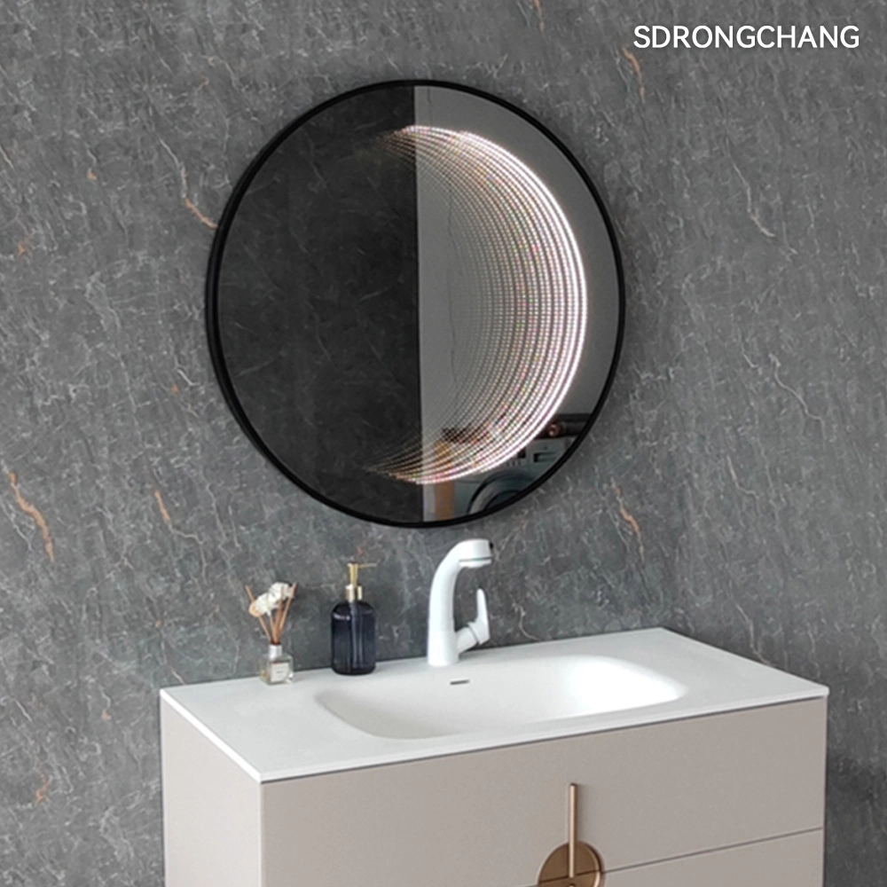 Modern Round Wall 3D Wall Framed Mirror Magic Tunnel Bathroom LED Mirror