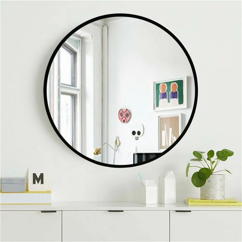 Home Decor Round Decorative Vanity Bathroom Wall Metal Makeup Framed Mirror