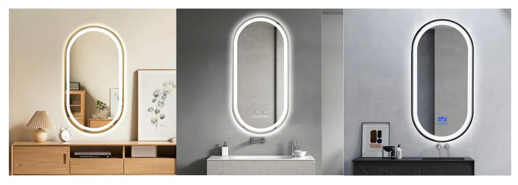 LED Mirrors Bathroom Mirror with LED Light Wall Oval Shape Metal Frame