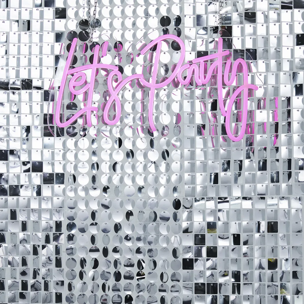 Party Supply Mirror Silver Square Sequin Shimmer Wall Backdrop Panels Party Decorations