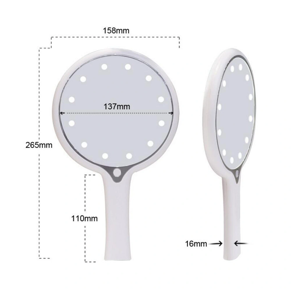 Adjustable LED Plastic Hand Handle Handheld Makeup Cosmetic Mirror