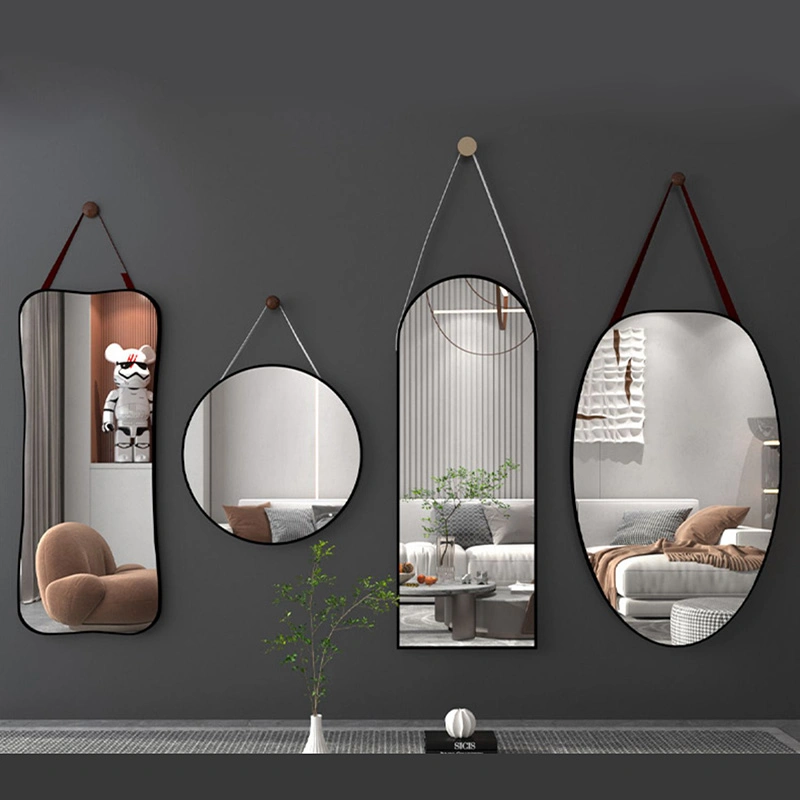 Light Luxury Special-Shaped Design Sense Full-Body Mirror Wall-Mounted Dressing Mirror Hanging Wall Home Bedroom Hanging Door Fitting Mirror Decoration