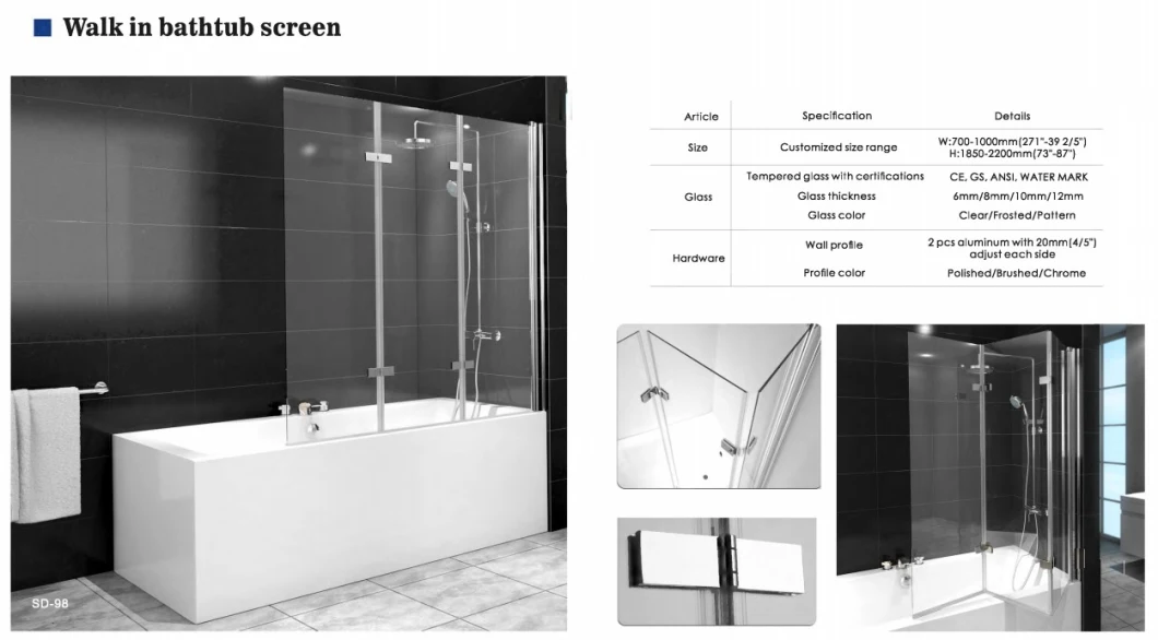 Bathroom Shower Cabin Prefab Tempered Glass Sliding Shower Room