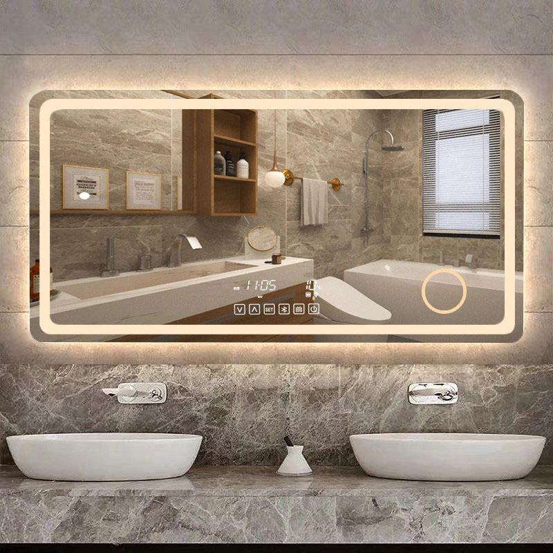 Bathroom Mirror with LED Lights Salon Wall Mirror Gold Frame Smart Mirrors