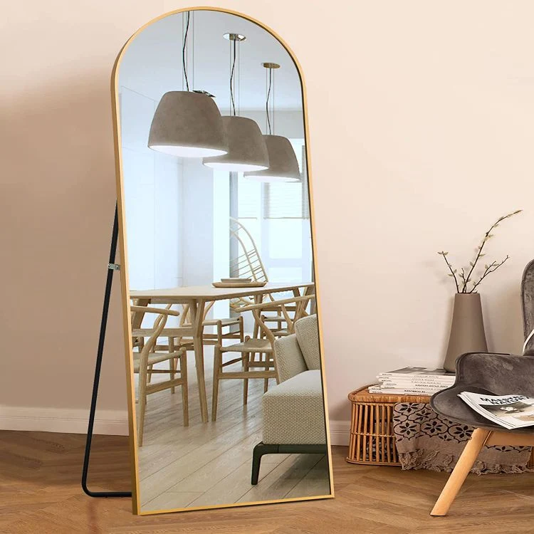 Full Length Wall Mirror 63 X 20 Arched Free Standing Body Mirror Black Metal Framed Large Floor Mirror for Bedroom