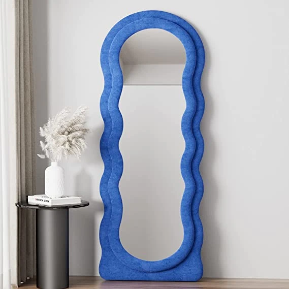 Wavy Irregular Shape Decorative Floor Standing Full Length Large Dressing Wall Mounted Mirror