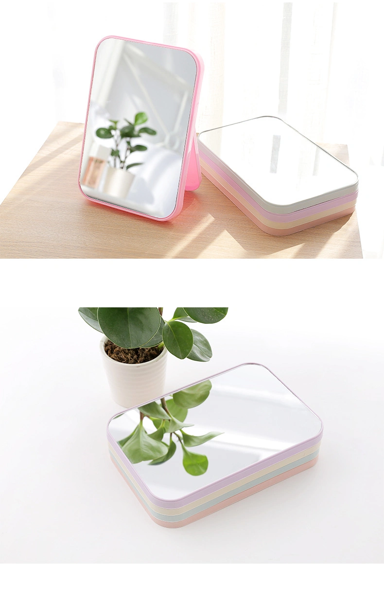 High-Definition Single-Sided Cosmetic Desktop Plastic Colorful Vanity Folding Portable Square Princess Mirror