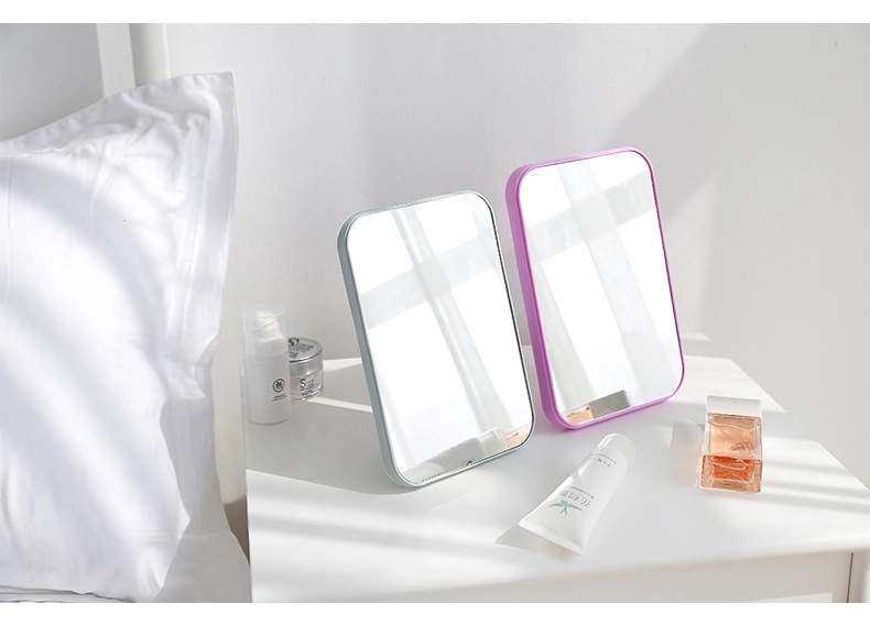 High-Definition Single-Sided Cosmetic Desktop Plastic Colorful Vanity Folding Portable Square Princess Mirror