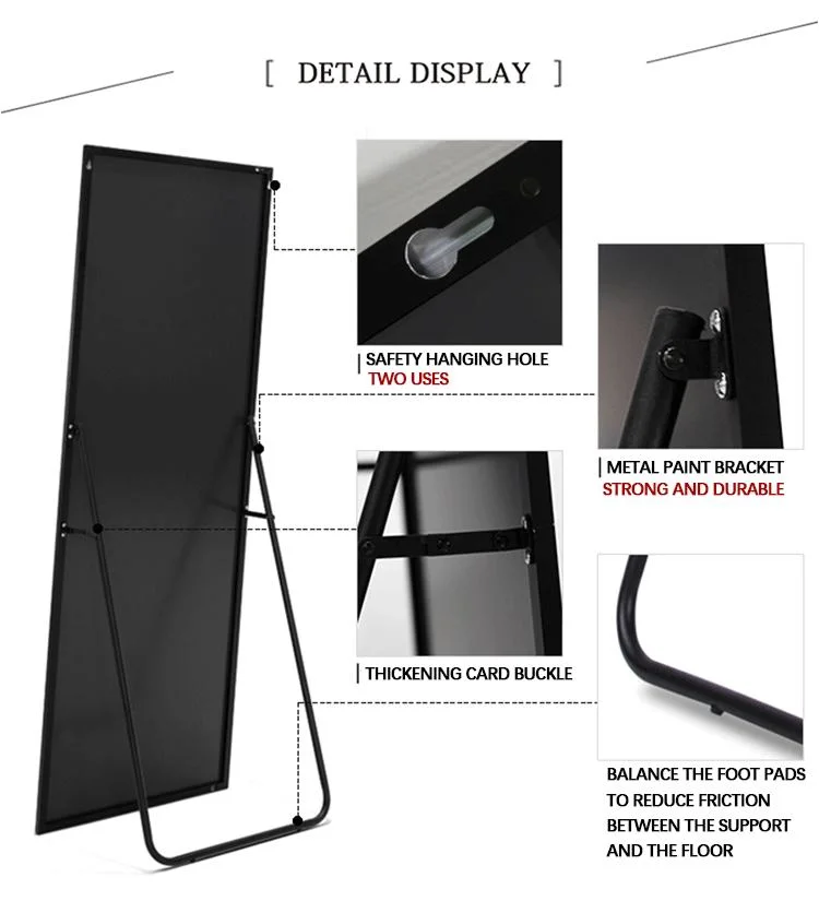 Durable Solid Wood Frame Explosion-Proof Film High-Definition Full Body Mirror Standing/ Leaning/ Hanging Long Mirror