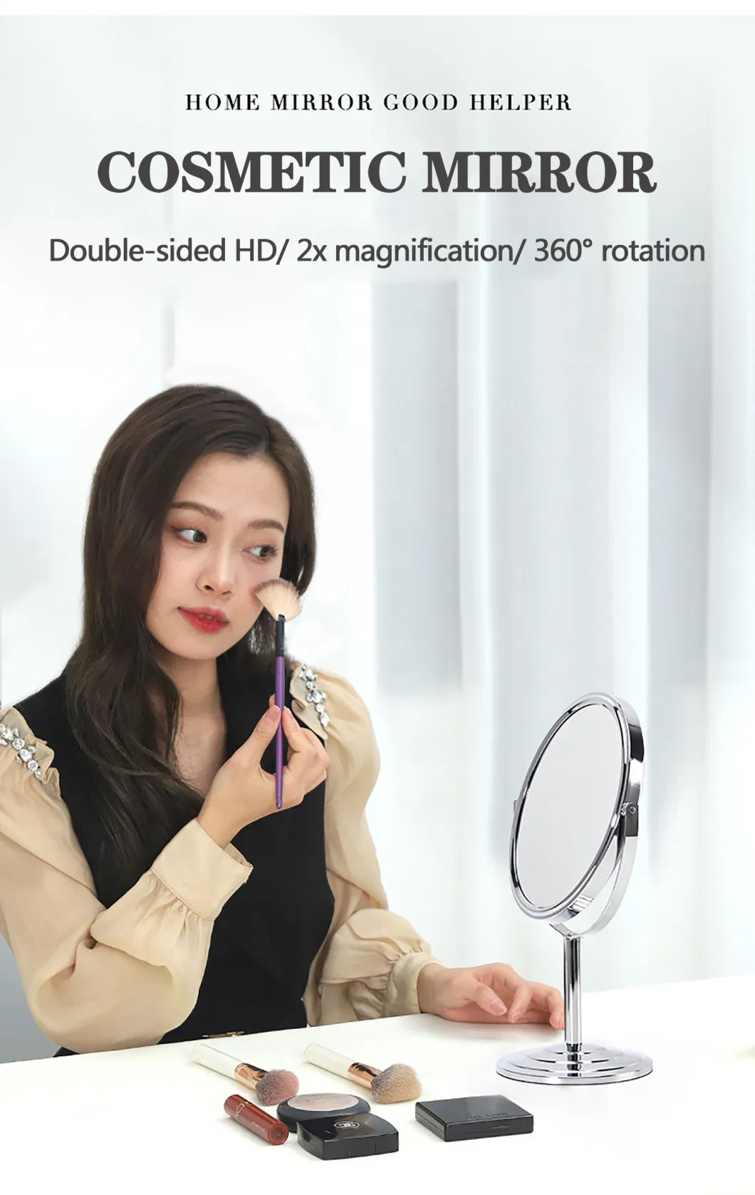 Magnification Makeup Mirror 360 Rotating Professional Desktop Cosmetic Mirror Double Sided Magnifier