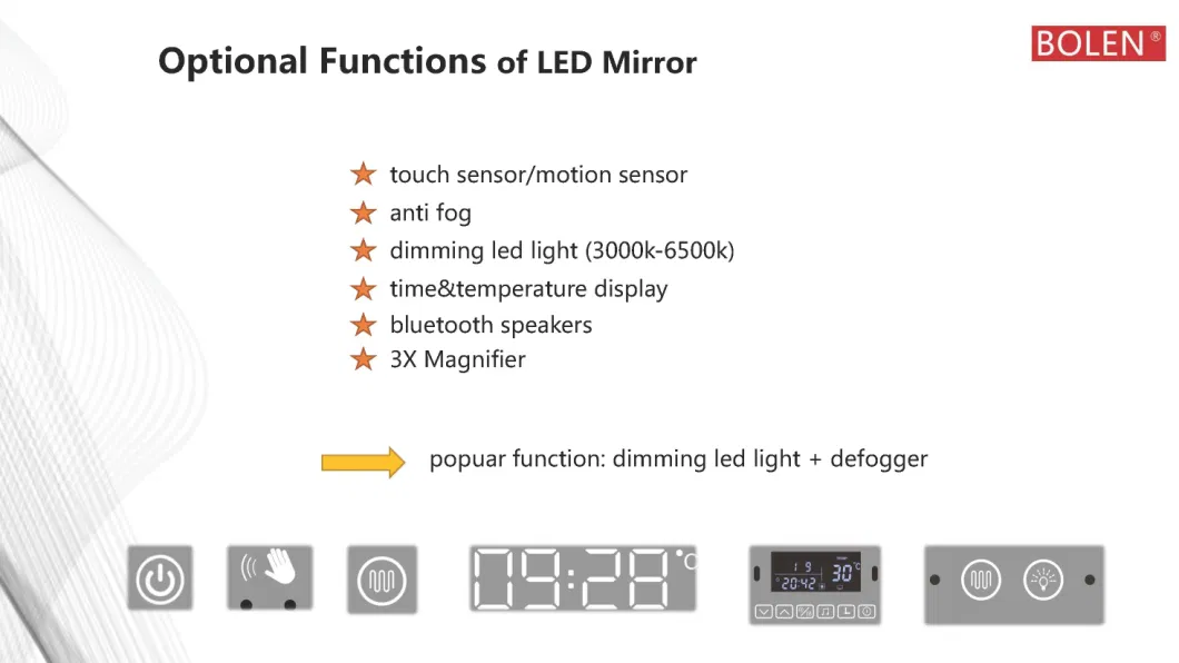 LED Mirrors Bathroom Mirror with LED Light Wall Oval Shape Metal Frame