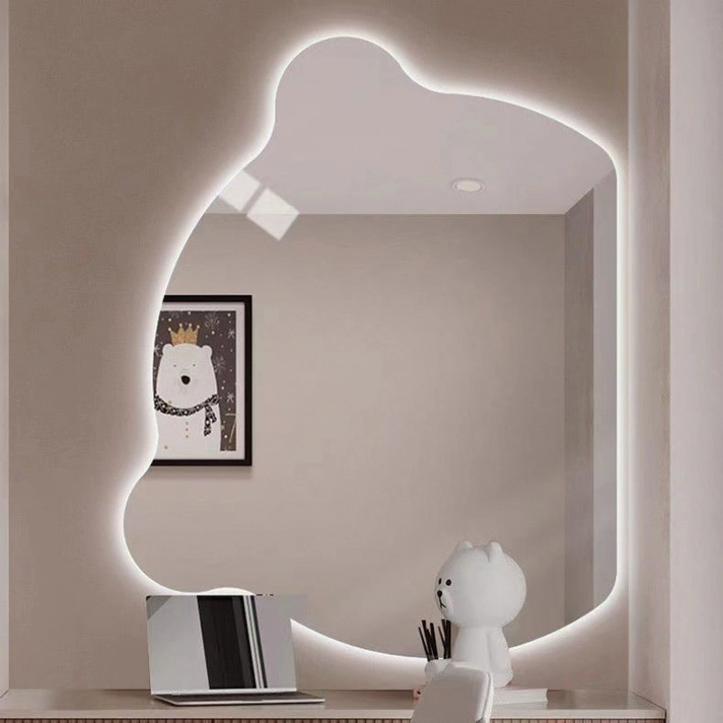 Bathroom Mirror LED Smart Makeup Mirror Dressing Table with Lights Cute Special-Shaped Mirror Bear Mirror Bathroom Mirror